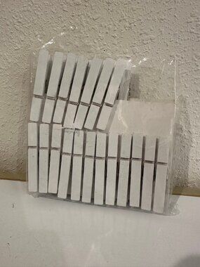 White Wood Clothespins, 39 Count — Craft Clips for Photos, Weddings, Decor